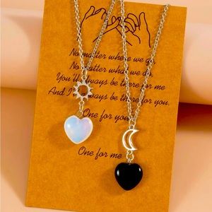 Friendship necklaces, sun and moon crystal hearts